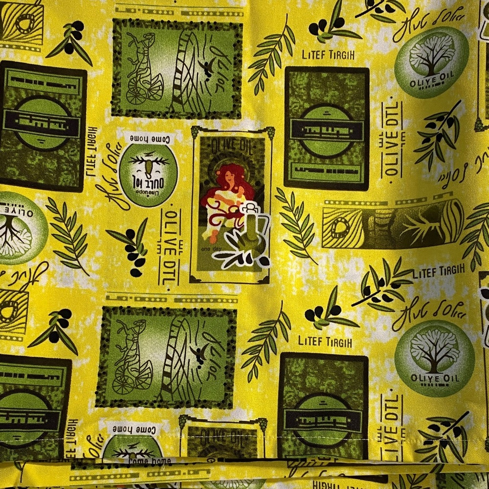 Tuscan Olive Tablecloth 6 Napkins Set Yellow Green Italian Country Fabric Linen